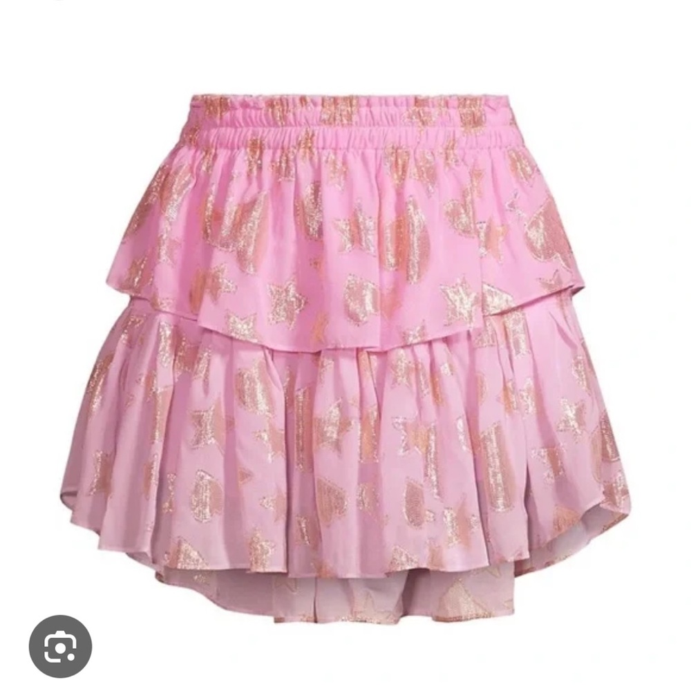LoveShackFancy Pink Gold Bubble Mini Skirt